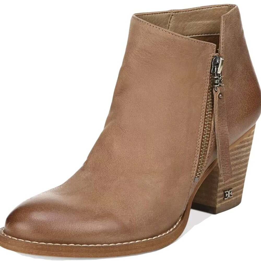 EUC Sam Edelman Macon Brown Leather Side Zip Ankle Boots 9 Shoes